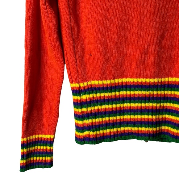 Vintage Starlight Trading Inc Rainbow Striped Button Cardigan 100% Acrylic Korea - Picture 11 of 14